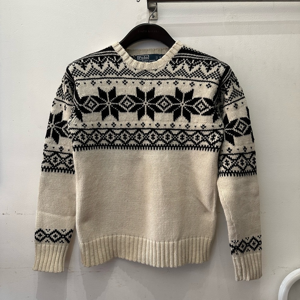 Ralph Lauren Cream and Black Crewneck Sweater